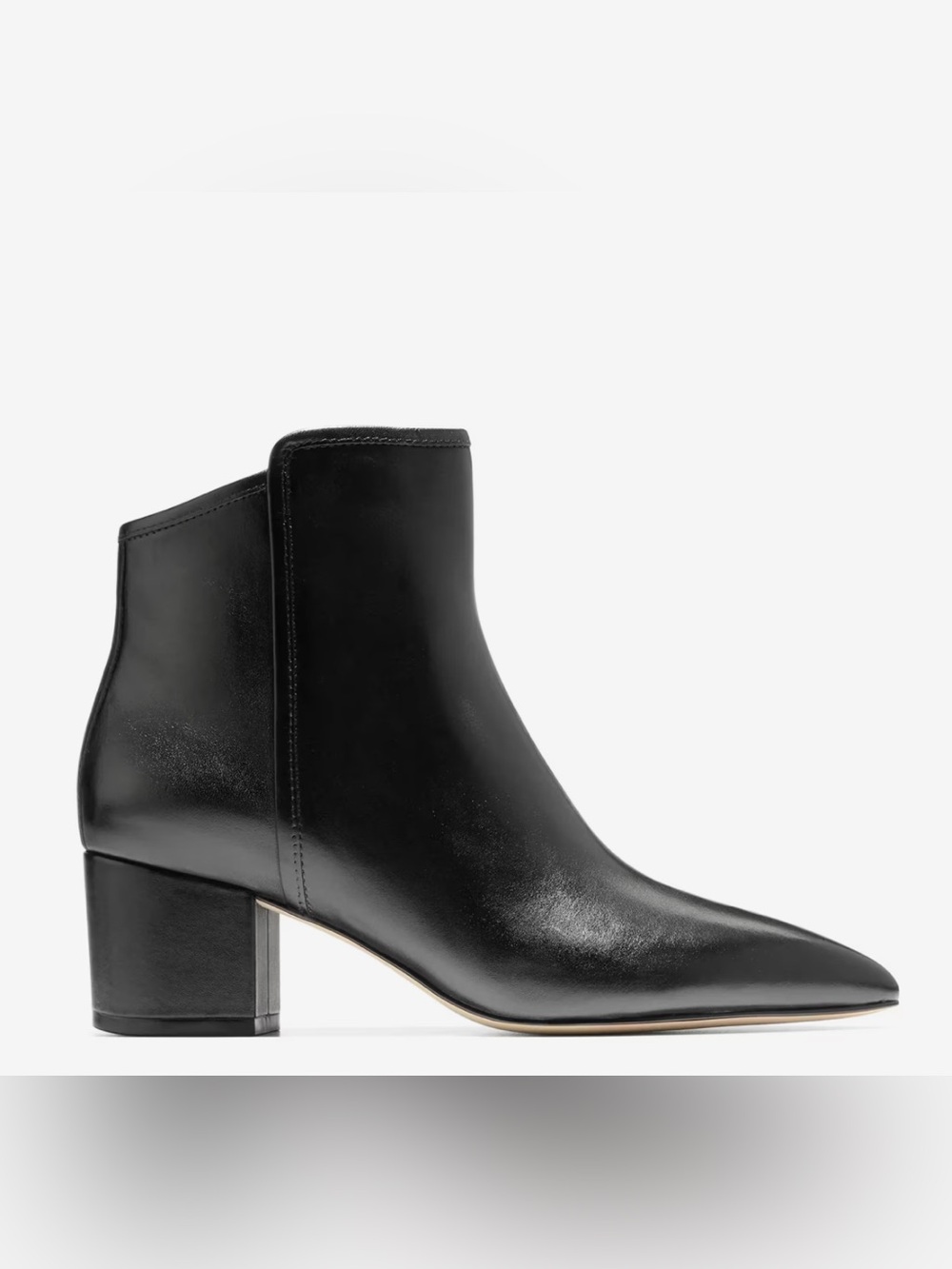 Black Leather Pointed-Toe Ankle Boots - Women